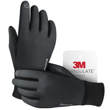 Winter Gloves Men Women Made with 3M Thinsulate, Lightweight Thermal Warm Gloves for Cold Weather with Touch Screen Fingers, Water Resistant Running Gloves for Cycling, Hiking, Driving Black Medium