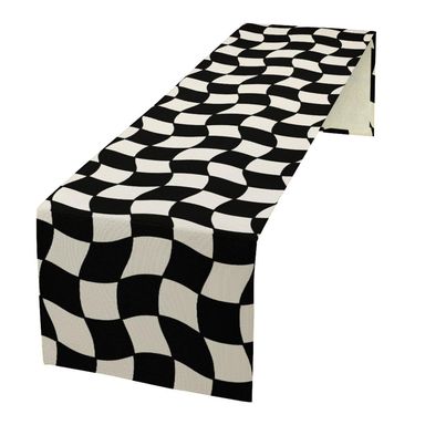 Black White Plaid Table Runner Hippie Abstract Plaid Racing Car Birthday Party Decoration Kitchen Dining Room Decor 13x90in 13in(33cm) x 90in(229cm) Plaid-520