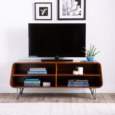 Mid-Century Modern TV Stand Provides Retro Style And Contemporary Functionality. Home Entertainment Center Suitable For A Living Room, Bedroom, And Den. Media Cabinet Console Creates Timeless Feel.