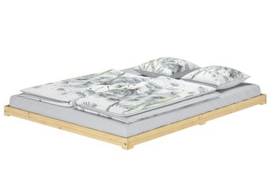 Erst-Holz Tre Varianti di Matrimoniale futon Giapponese 160x200 in Pino Laccato Trasparente V-60.47K-16, Accessori:Senza Accessori