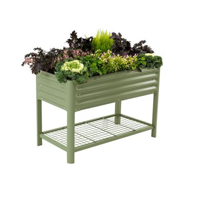 Elevated Garden Bed-V Series, 2' x 4' Raised Garden Beds with Legs & Storage Rack for Lawn & Patio, 700 Lbs Weight Capacity, Outdoor Planter Box for Gardening Vegetables Flower Herbs, Olive Green Olive Green 2' x 4'