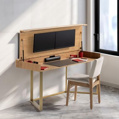 Transformer Table - Expandable Dining Table to Computer Desk, Work-from-Home Office Desk, Gaming Desk, Study Desk, Space-Saving Adjustable Furniture, Oak