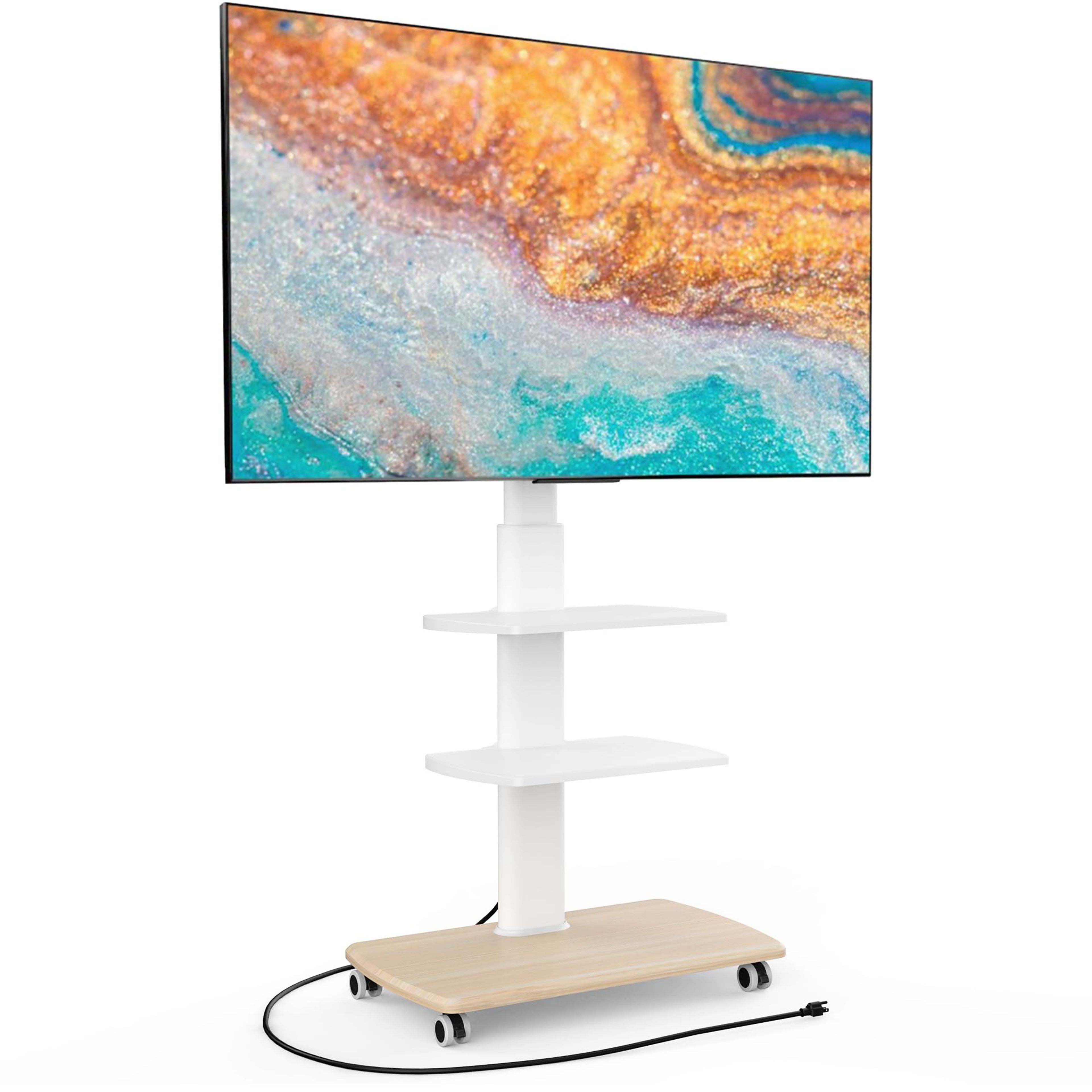 FITUEYES Rolling TV Stand for 32-70" TVs with Swivel, Power Outlets & Wheels