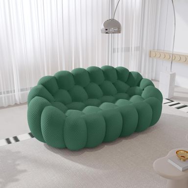 Bubble Couch, 78.74'' Curved Loveseat Couch, Memory Foam Bubble Sofa Round Lazy Floor Sofa, 3D Honeycomb Shape Curved Sofas for Living Room (Green) 78.74"D Green