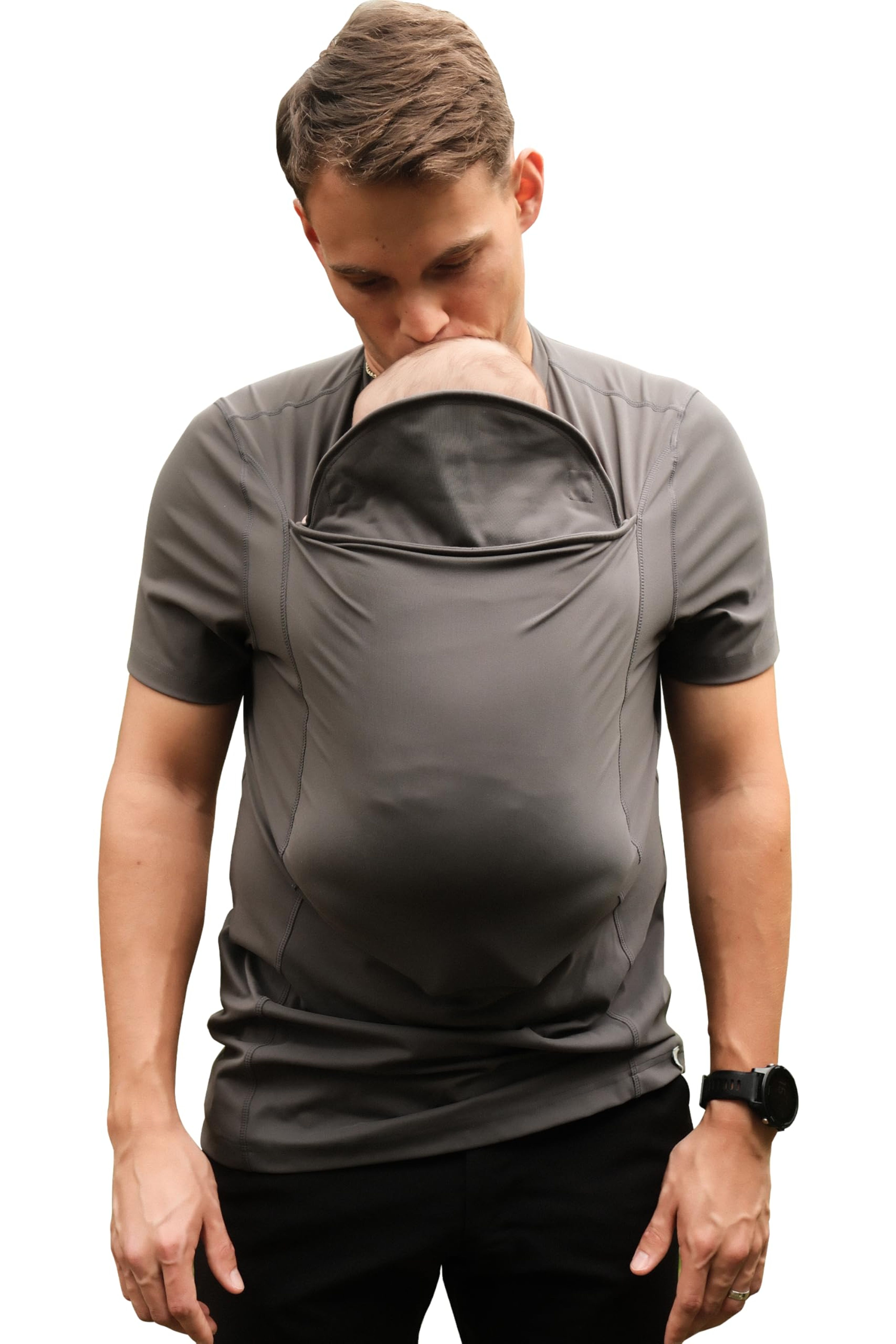 Lalabu Dad Shirt: Hands-Free Baby Carrier for Dads - Gray XL