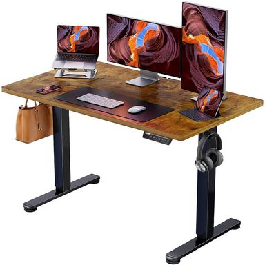 ErGear Height Adjustable Electric Standing Desk, 48 x 24 Inches Sit Stand up Desk, Memory Computer Home Office Desk with Two-Piece Desktop (Vintage Brown) 48*24 Inch Vintage Brown