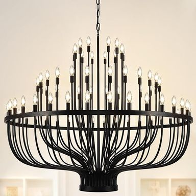 Gold Chandelier 24 Light Large Chandelier for High Ceilings, Farmhouse Wagon Wheel 39in 3-Tier for Dining Room, Hallway, Living Room, Foyer - Amazon.com