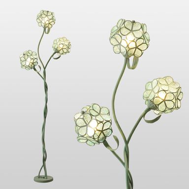 Vintage Tiffany Floral LED Floor Lamp for Living Room, Tall Green Standing Lamp with Adjustable Heads, Unique Flower Light for Bedroom, Artistic Standing Light for Girls Kids Nursery Room Decor Tiffany Style