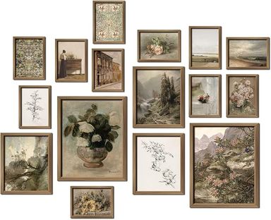 Amazon.com: ANERZA 16 piezas de decoración de pared vintage enmarcadas, impresiones de pared de granja para dormitorio, juego de marcos de pared de galería, pósteres rústicos para estética de sala de estar, kit : Hogar y Cocina