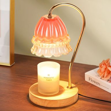 Flower Candle Warmer Lamp with Timer, Wax Warmer, Height Adjustable, Birthday Gifts for Women, Mom, Sister, Candle Lamp Warmer Christmas Gifts, Electric Dimmable Candle Warmer, Vintage Home Decor A3-Pink