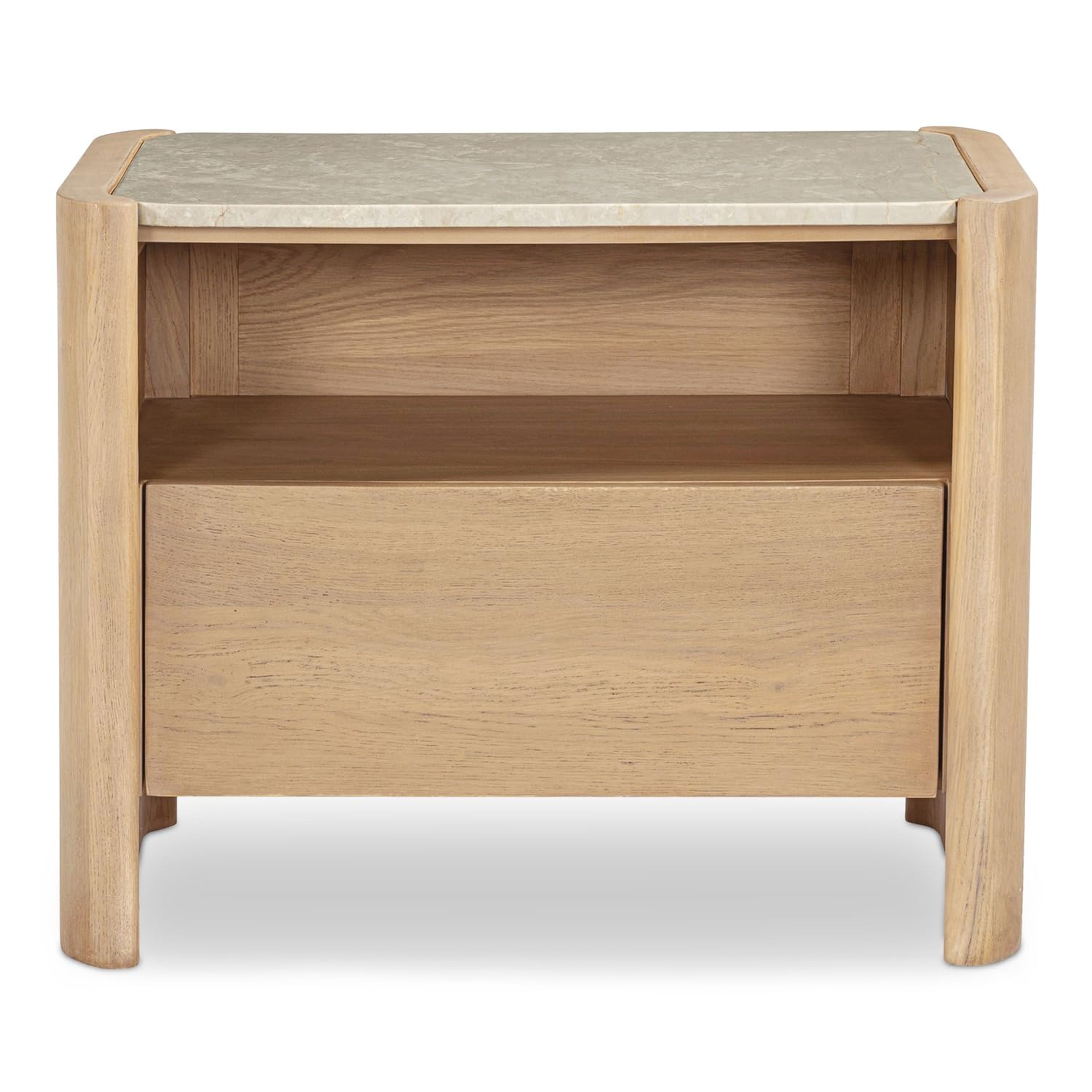 Moe's Home Collection Lane Nightstand - Natural Wood & Marble Top
