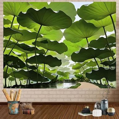 Amazon.com: FENDROM Nature Lotus Leaf Tapestry Plant Tapestry Green Natural Scenery Wall Hanging 3D Wall Art For Bedroom Living room Dorm : Home & Kitchen