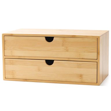 Wisuce Bamboo Desk Drawer Organizer, 2 Drawer Desktop Organizer with Drawers Tabletop Storage Organization Box for Office Home Toiletries Supplies Vanity, No Assembly Required
