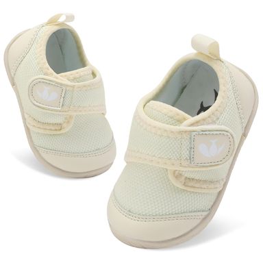 FEETCITY Baby First Walking Shoes Boys Girls Infant Sneakers Crib Shoes Breathable Lightweight Slip On Shoes 18-24 Months Infant Beige
