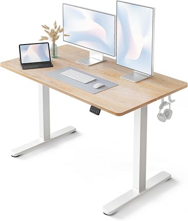 Amazon.com: FEZIBO Standing Desk, Height Adjustable Computer Desk 48"x24", Sit Stand Workstation for Home Office,Oak : Home & Kitchen