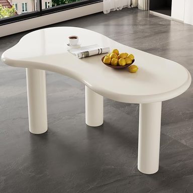 Amazon.com - Guyii 65.98" Irregular Dining Table, Modern Cream White Indoor Kitchen Table with 3 Legs, Ideal for Dining Room, Bar, Easy Assembly, Table Only - Tables