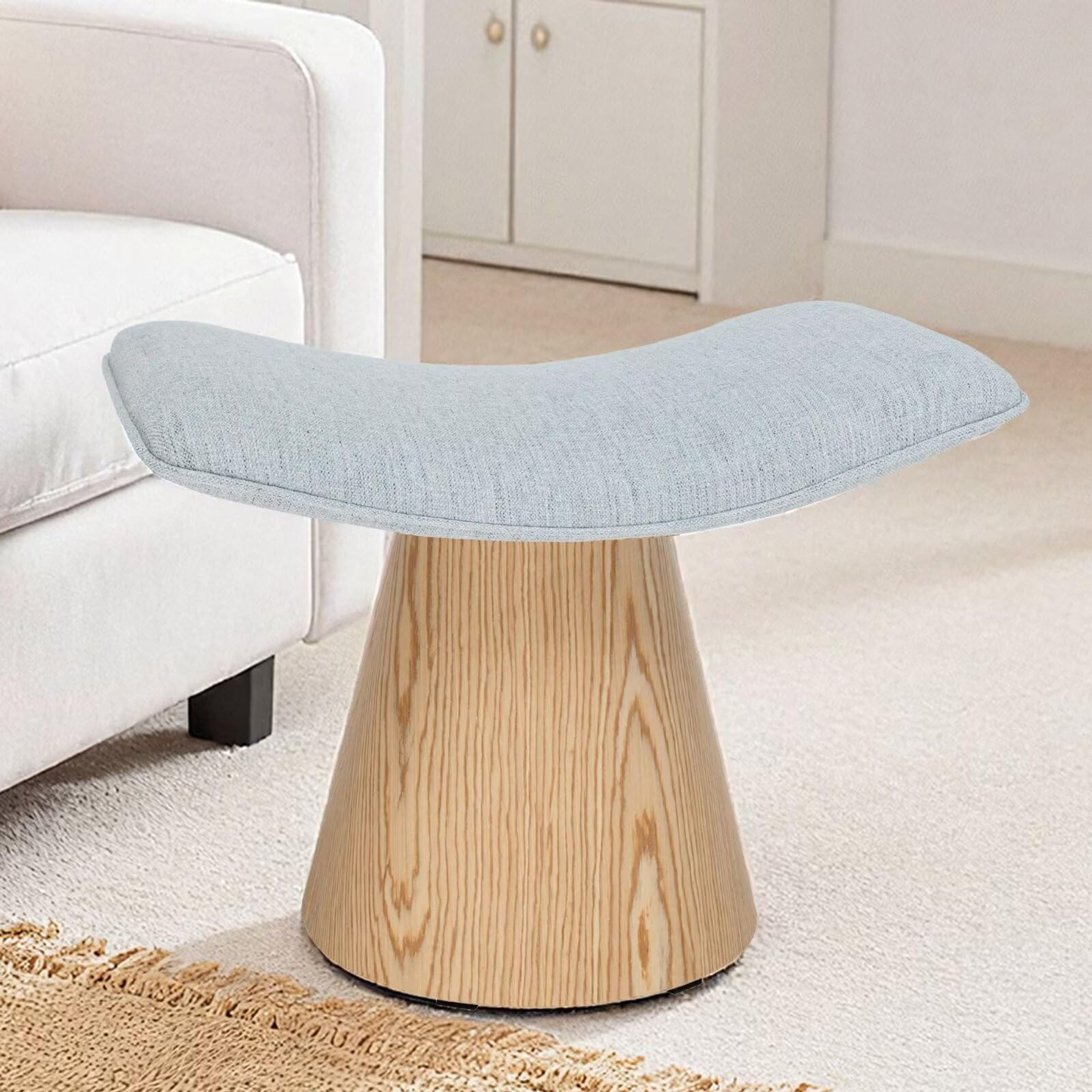 MINCETA Dusty Blue Vanity Stool: Modern Ottoman Footrest