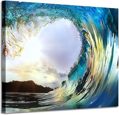 ARTISTIC PATH Ocean Wave Canvas Artwork Picture: Seascape Painting Print Wall Art for Living Room (24" W x 18" H,Multi-Sized) 24L" x 18W"