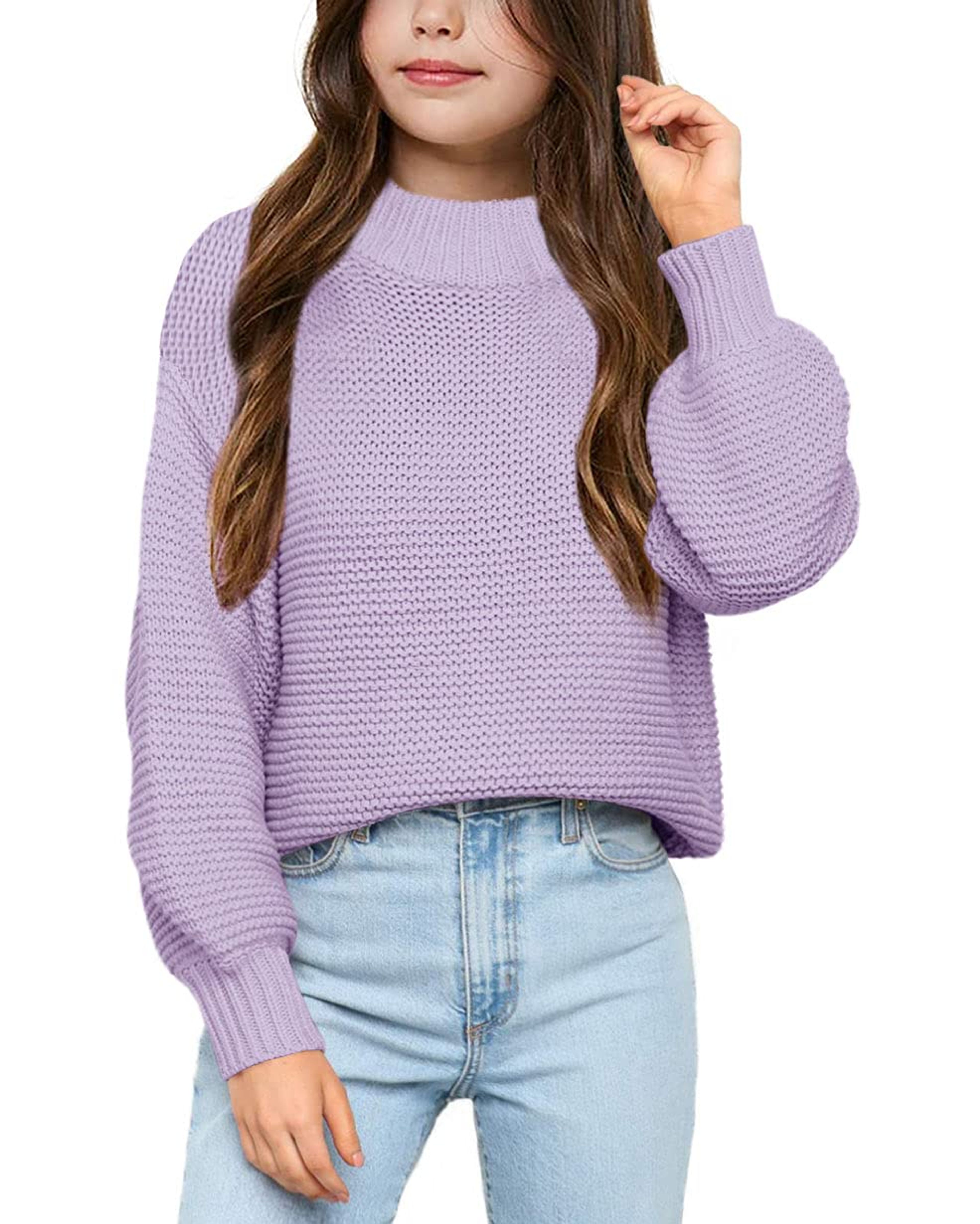 Imily Bela Girls Purple Mock Neck Knit Sweater 9-10 Years
