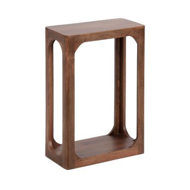 Kate and Laurel Dahl Modern Slatted Wooden Slim Side Table Walnut Brown