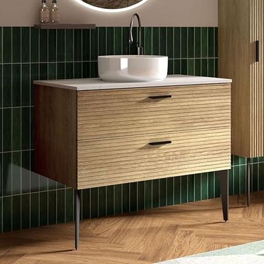 Amazon.com: CITTANEO 36 Inch Bathroom Vanity with Sink, Modern Striped Bathroom Cabinet with Engineered Stone Top Soft-Closing Drawers, Large Storage for Small Bathroom, Natural Oak, Cypress Collection : Tools & Home Improvement