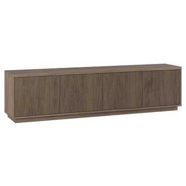 Henn&Hart Fluted TV Stand for TVs up to 85'' with 2 Concealed Ribbed Storage Cabinets and Adjustable Shelves for Living Room, Family Room, or Office, Antiqued Gray Oak Antiqued Gray Oak 79'' Rectangular TV Stand