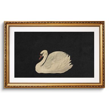 VIYYIEA Gold Framed Large Swan Decor Wall Art Canvas Print Vintage Grace Swan Art Painting Pictures Wall Decoration Rustic Bathroom Decor Farmhouse Artwork for Living Room Bedroom Office 24x36in Zwaan 36L" x 24W"