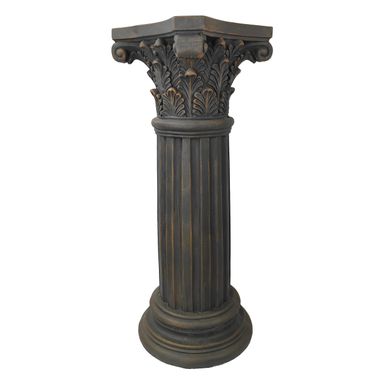 OUTOUR Unique Magnesium Oxide Corinthian Greek Column Pillar with Stand Base Pedestal for Indoor Outdoor Garden Backyard Courtyard Patio Decor33.5’’High,Antique Bronze