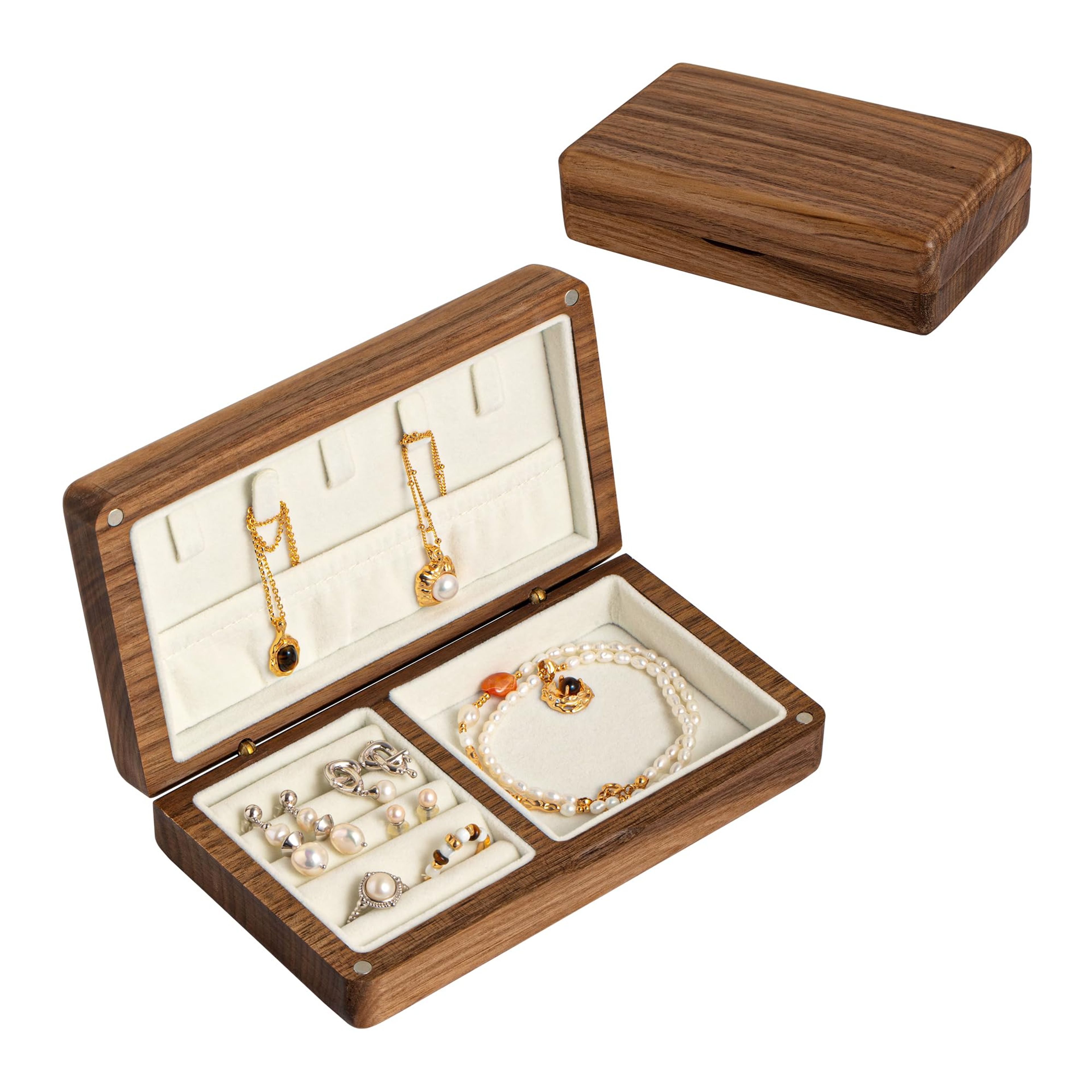 Leuyuee Houten Sieradendoosje Reizen - Vintage Juwelen Organizer Dames