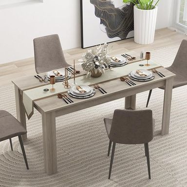 Amazon.com - Moccha Wood Dining Table for 4-6 People, 63" Rectangle, Modern L-Shaped Legs, 330lbs Capacity, Farmhouse Dinette Table for Dining/Living Room, Grey - Tables