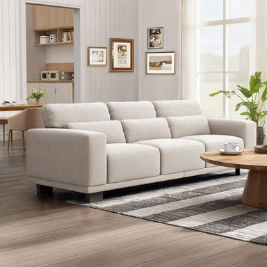 Marsail 89" Sofa, 3 Seater Couch for Living Room, Comfy Sofa with Supportive Cushion and Sturdy Frame, Easy to Clean with Removable Covers, Beige Beige 3 Seater 89in
