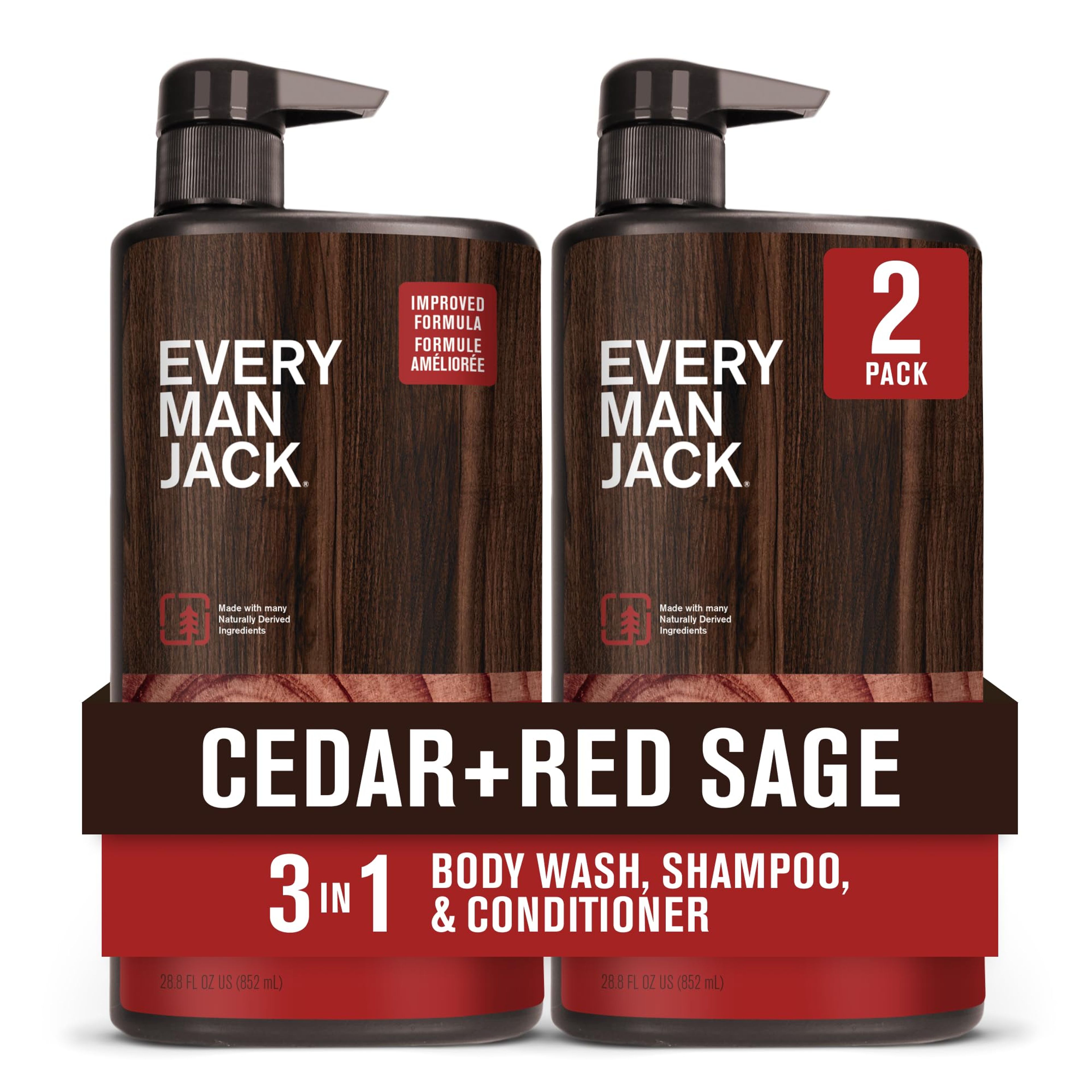 Every Man Jack Cedar Red Sage Men's 3-in-1 Wash 2-Pack 28.8oz