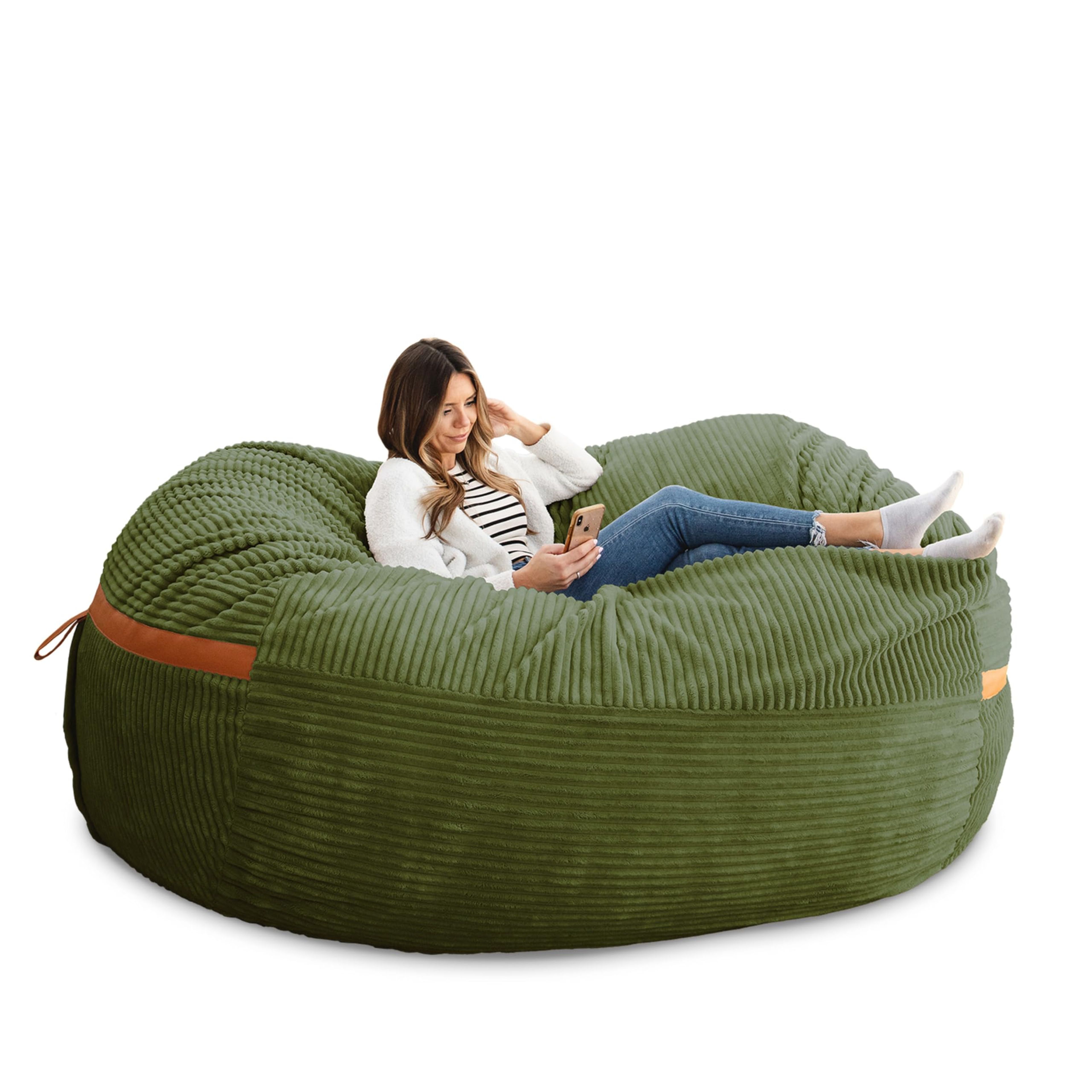 Giant 6ft Moss Green Big Joe Fuf XXL Foam Bean Bag Chair