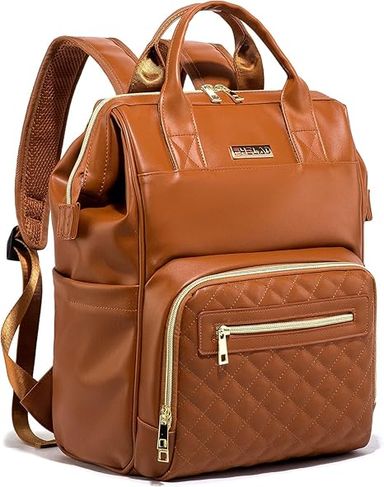 Amazon.com: FHELAD Leather Diaper Bag Backpack, Leather Quilted Design with Changing Pad, Pacifier Case, Stylish Pañaleras para Bebe, Multiple Compartments & Durable Straps, Travel-Friendly Baby Carrier Bag : Baby