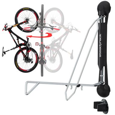 Steadyrack Bike Rack - Pivoting Mountain Bike Rack, Holds Up 77lbs, Fits 20"-29", 2.1"-2.8" Tires, Foldable Wall Mount for Space-Saving Storage Bicycle Hanger MTB Rack - Chrome Plated