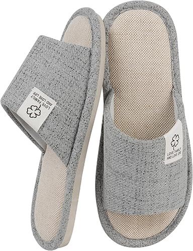 Amazon.com | Slippers for Women -Women's Slippers Memory Foam House Bedroom for Women Cotton Open Toe Suitable for Indoor and Outdoor-Grey | Slippers