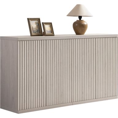 SICOTAS Buffet Cabinet with Storage Accent Sideboard Modern Credenza with Doors & Shelves Fluted Media Console Mid Century Coffee Bar Table for Living Room Kitchen Dining Room Hallway（2PCS） 2 Pieces White Alder