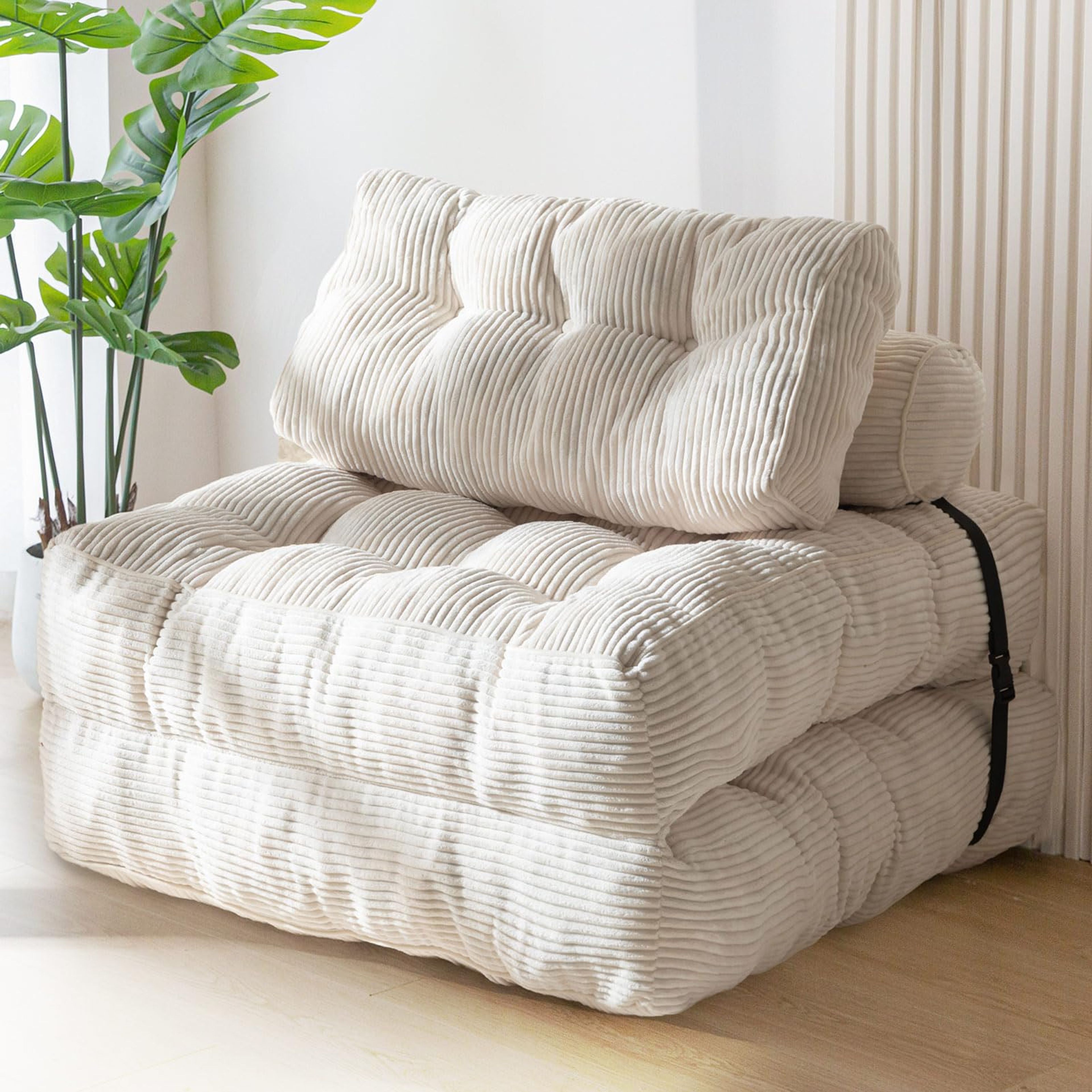 MAXYOYO Beige Folding Sofa Bed - Convertible Sleeper Chair with Pillows