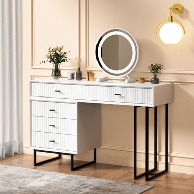 Anbuy Makeup Vanity Desk Set with Drawers, Large Modern Makeup Dressing Table Bedroom Vanity Sets Storage Dresser Furniture Set
