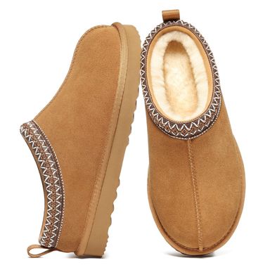 Litfun Women's Fuzzy House Slippers Genuine Suede Fluffy Winter Slipper Cozy Furry Warm Shoes Indoor/Outdoor 7.5-8 Chesnut