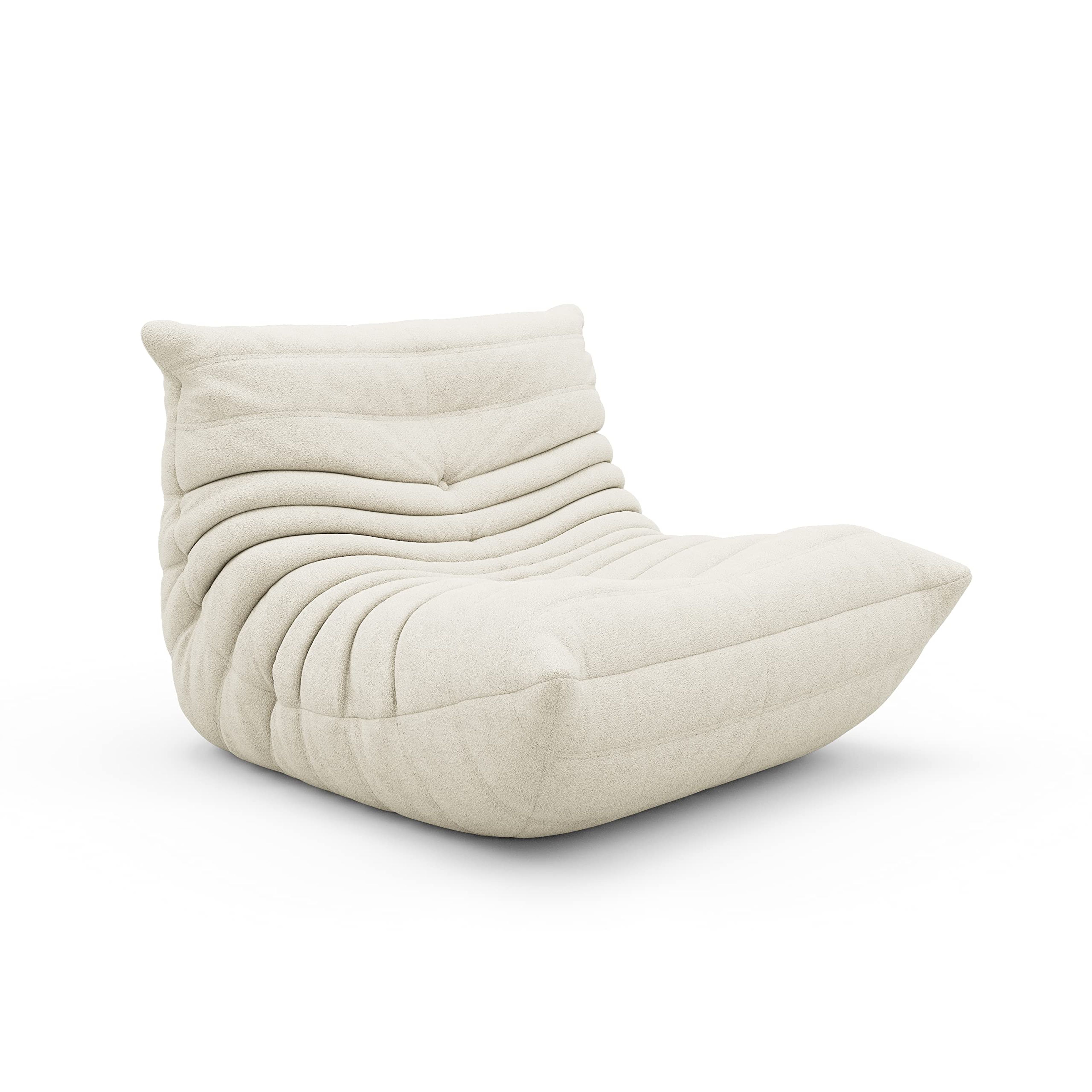 White Mohair Fireside Lounge Chair - Soft Floor Sofa Bean Bag