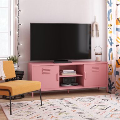 Novogratz Cache Metal Locker-Style TV Stand for TVs up to 65", Bashful Pink