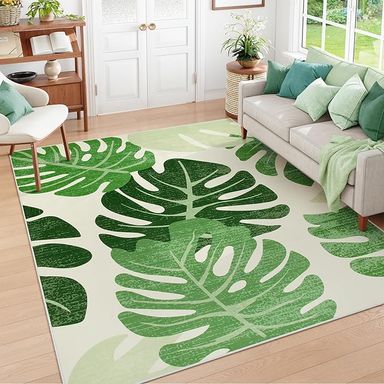 Amazon.com: Lukinbox Leaf Indoor Outdoor Area Rugs for Living Room, 8x10 Green Washable Rug Tropical Monstera Plant Non-Slip Bedroom Rugs, Large Accent Area Carpets for Dinning Room Patio Porch : Home & Kitchen