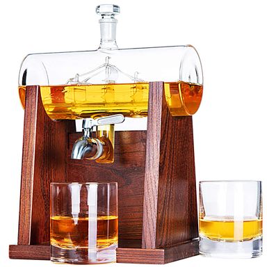Jillmo Whiskey Decanter Sets for Men, 1250ml Decanter Set with 2 Whiskey Glasses, Ideal Bourbon Gifts for Men Ship in a decanter