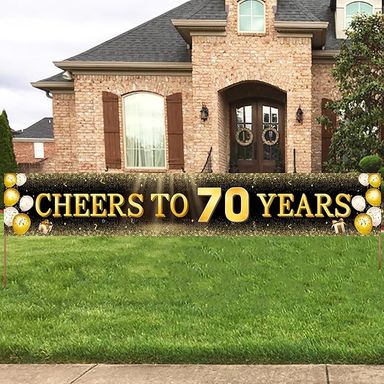 Amazon.com: TZSS Black & Gold 70th Birthday Banner Decorations - Extra Large 118"x20" Reusable Yard Sign for Men & Women, Over The Hill Party Decor Indoor Outdoor, Platinum Jubilee Celebration : Toys & Games