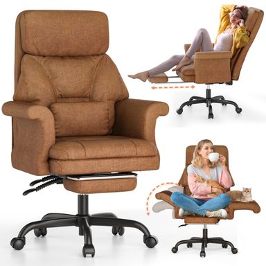 ELABEST C39 Cross Legged Office Chair with Footrest & Convertible Armrests-Pet-Friendly Criss Cross Home Desk Chair, Ergonomic Big and Tall Executive Chair with Lumbar Pillow Amber Twilight
