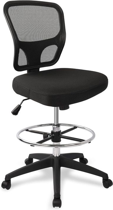 Amazon.com: Armless Drafting Chair Tall Office Chair Adjustable Height High Back Ergonomic Desk Chair Drafting Stool Rolling Bar Stools Chairs with Footrest and Wheels : Office Products