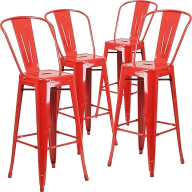 Amazon.com: Flash Furniture Lily Commercial Grade 4 Pack 30" High Red Metal Indoor-Outdoor Barstool with Removable Back : Home & Kitchen