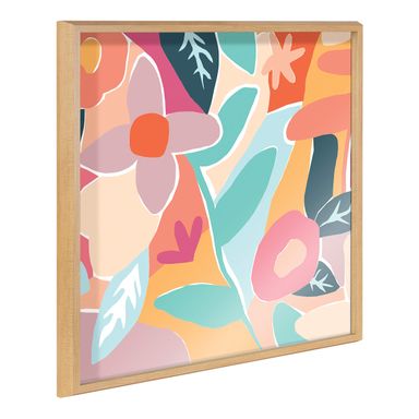 Kate and Laurel Blake Peace Love Flowers Framed Printed Acrylic Wall Art by Kate Aurelia Holloway, 24x24 Natural, Colorful Floral Art for Wall