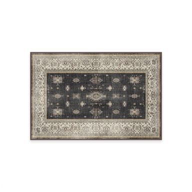 RUGGABLE Washable Vintage Area Rug – Verena Dark Wood 2x3, Stain-Resistant, Non-Slip – Small Machine Washable Rugs for Living Room, Bedroom, Hallway, Entryway & Bathroom–with Standard Pad 2'x3' Dark Wood - Standard Pad